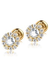 fancy yellow gold cubic zirconia April baby birthstone earrings